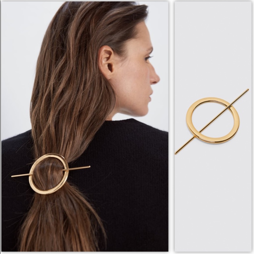 NWT ZARA Gold Circular Hair Clip